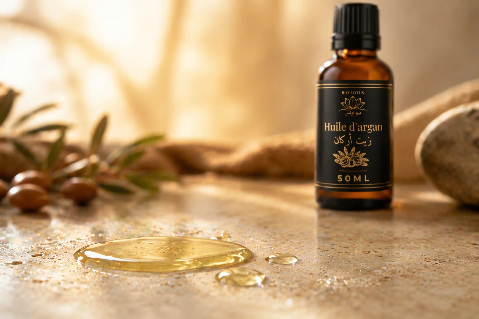 Texture de l’huile d’argan Bio Lotus