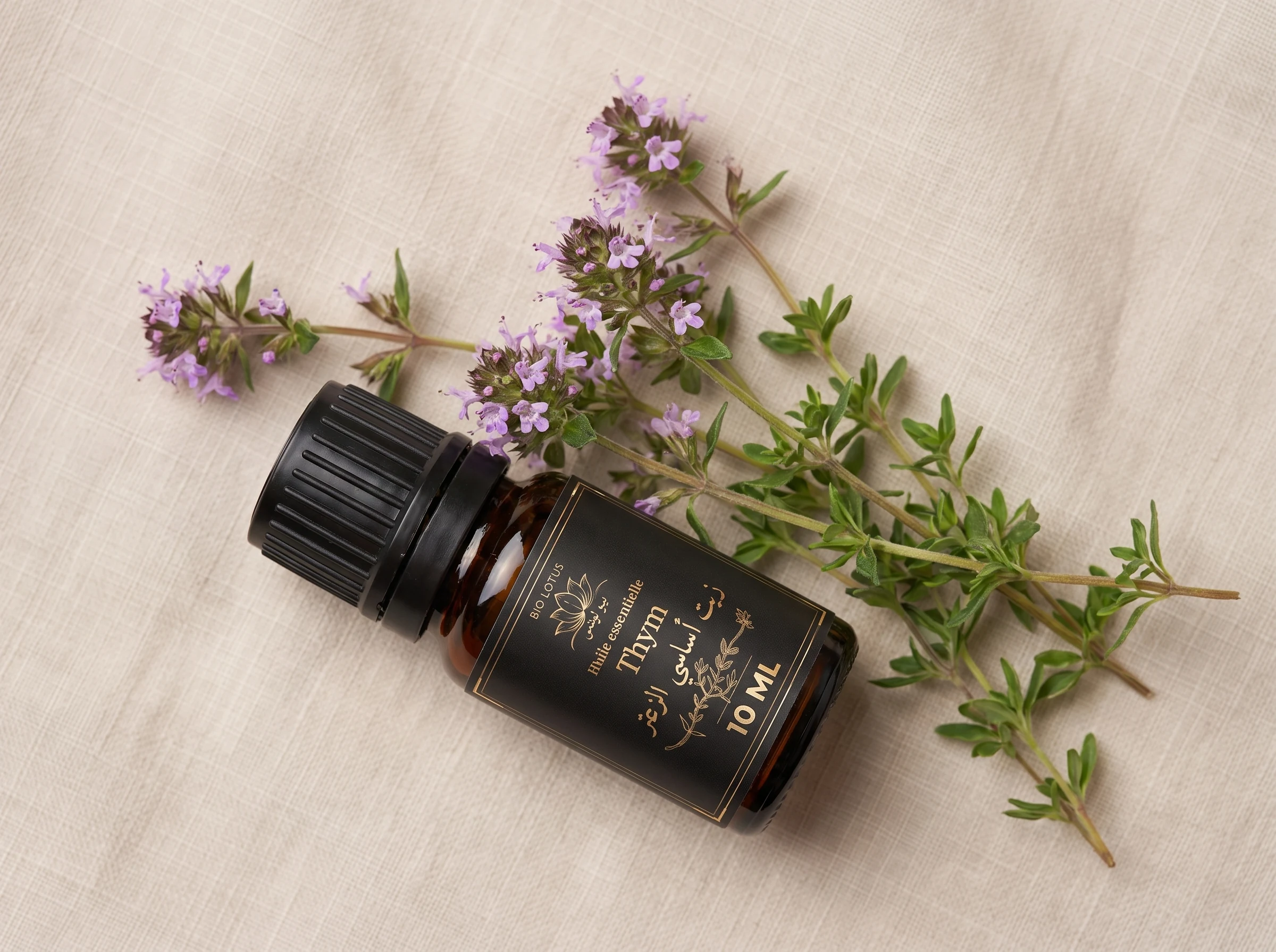 Huile essentielle de thym Bio Lotus 10ml avec fleurs de thym fraîches - origine botanique