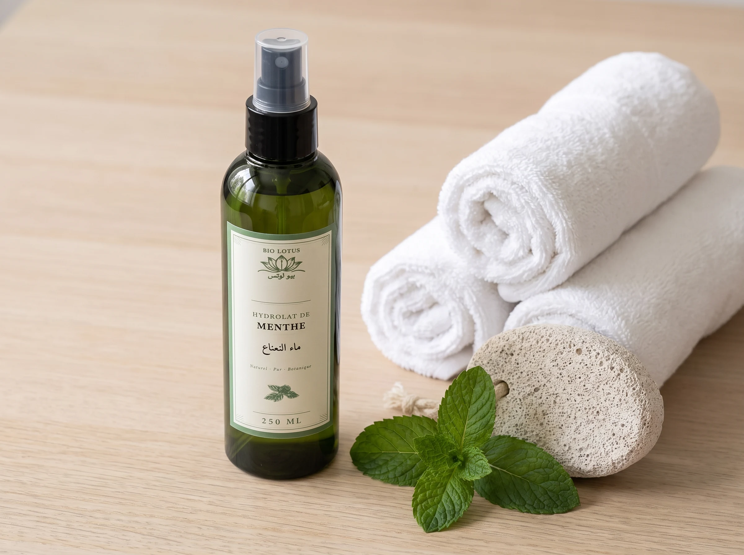 Hydrolat de menthe Bio Lotus utilisé en soin pieds et corps naturel