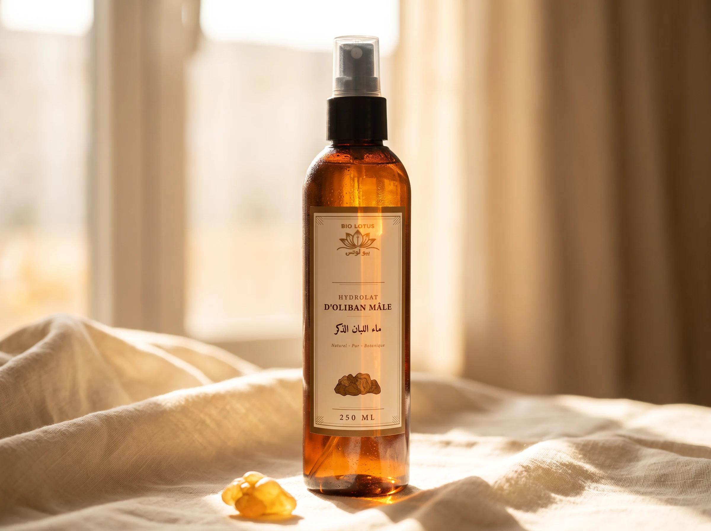 Hydrolat d’oliban Bio Lotus en flacon de 250 ml, en lumière naturelle